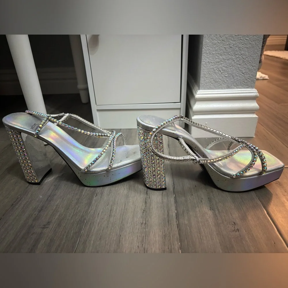 Jeffrey Campbell Holographic Rhinestone Platform Heels - Picture 4 of 6